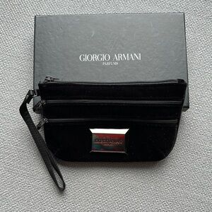 Giorgio Armani Black Cosmetic Bag with Wrist Strap